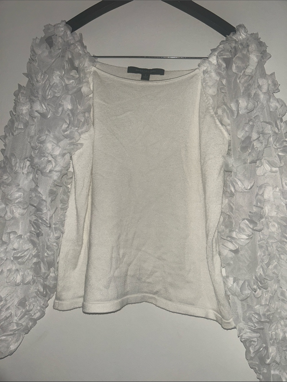 Marc New York White Floral Puff Sleeve Top size L